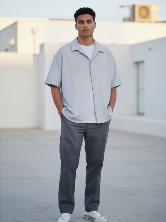 Coofandy Other - Men's Light Gray Short-Sleeve Casual Button-Down Shirt